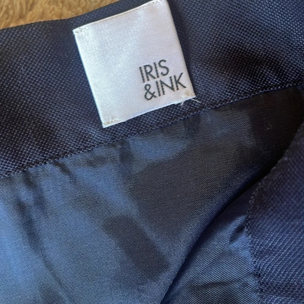 Iris & Ink A Line Waist Tie Navy Blue Women Size 4 - Picture 5 of 7